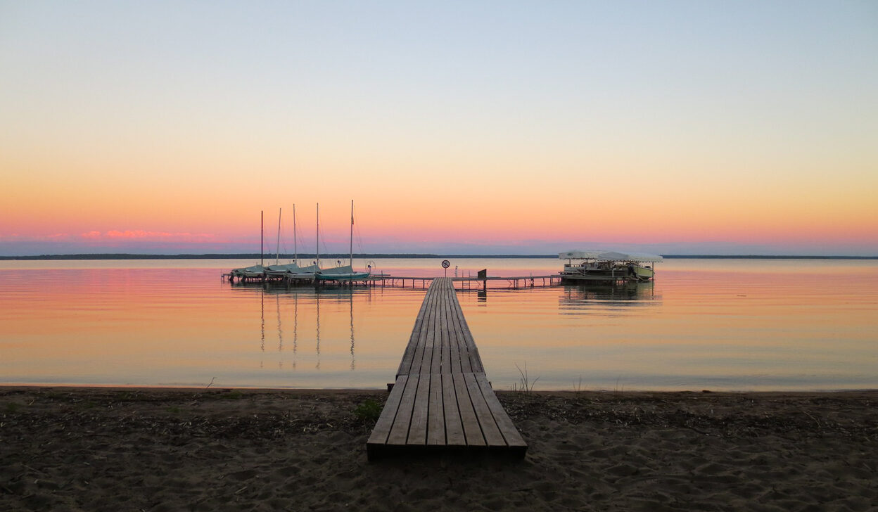 dock at dusk.