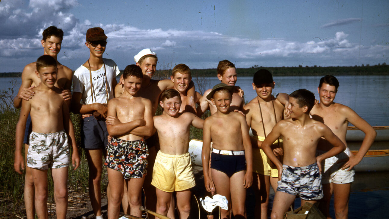 Vintage image of boys in their swim suits.