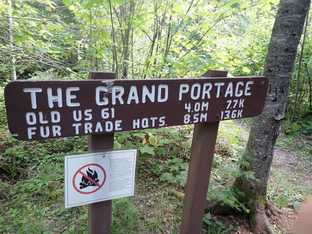 The Grand Portage trail head in Minnesota.
